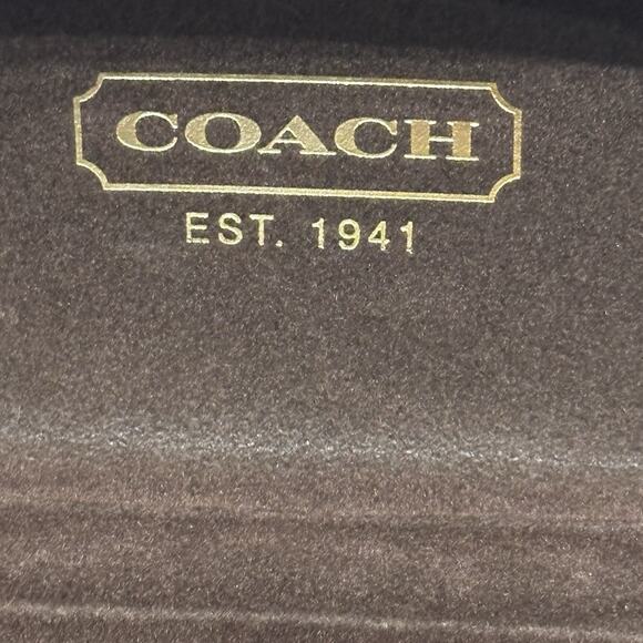 COACH Signature Tan Brown Logo Monogram Hard Clam Shell Sunglass Eyeglass Case - Picture 4 of 5